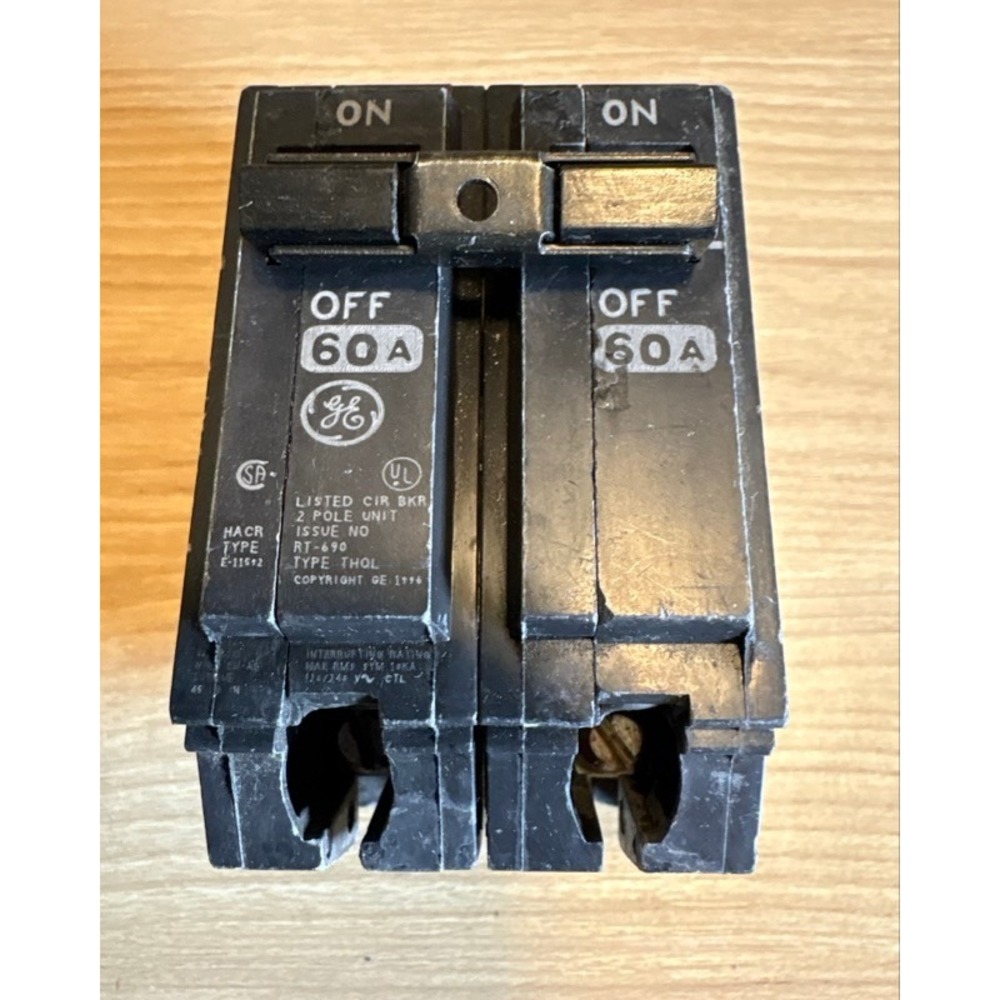 GE THQL 60 Amp 2 Pole Circuit Breaker 120/240V HACR Type THQL2160
